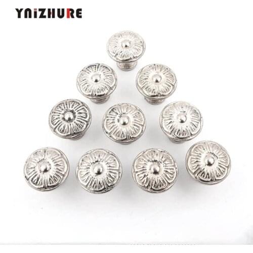 10pcs Alloy Handle,Jewelry Box Hardware Box Furnoiture Handle Flower Carved Fungiform Matched,White/Chrome Color