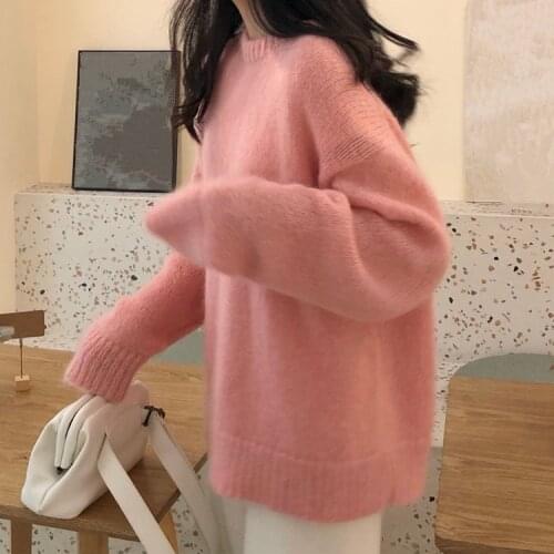 2021 Women Sweater Pullover Female Knitting Overszie Long Sleeve Loose Elegant Knitted Thick Outerwear Womens Winter Sweaters