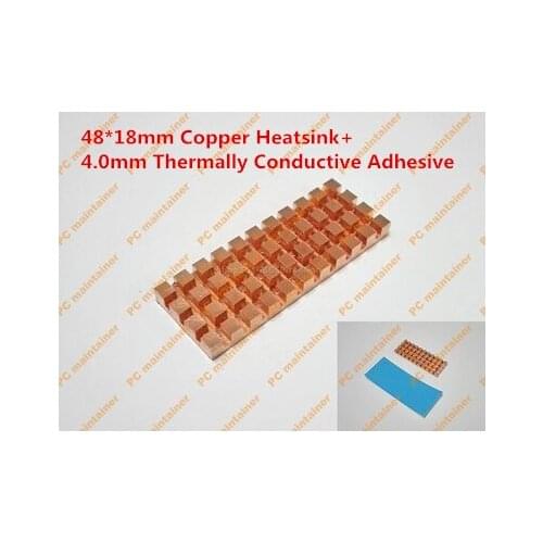 48*18mm Copper Heatsink+4.0mm Thermally Conductive Adhesive Thin Gvoove Pure Copper for M.2 NGFF 2260 SSD Cool Notebook Radiator