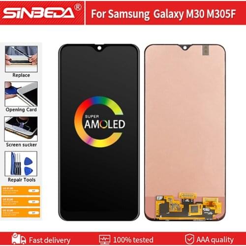 6.4'' AMOLED For Samsung Galaxy M30 LCD M305F SM-M305F LCD Display With Touch Screen Digitizer Assembly For Galaxy M30 Display