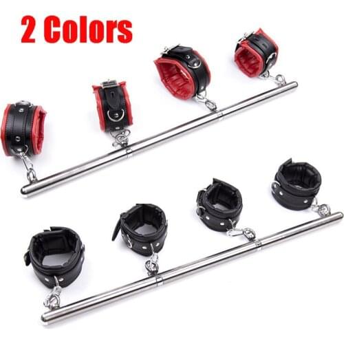 BDSM Adjustable Stainless Steel Spreader Bar Set Unisex Sex Slave Handcuffs Ankle Cuffs Fetish Restraints Adult Games Sex Shop