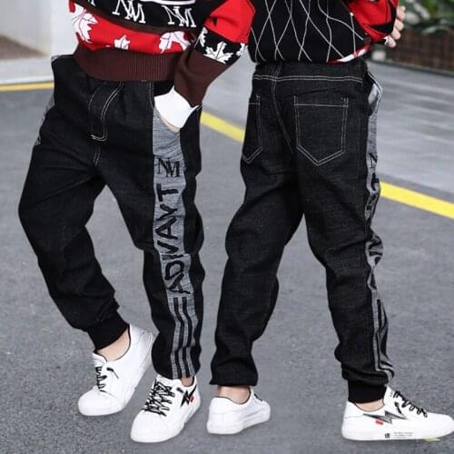 Boys Pants Kids Jeans Casual Spring Letter Solid Cotton Mid Elastic Waist Pants for Boy jeans kids Clothing Children Trousers