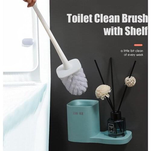 Household Toilet No Dead Corners Nylon Brush Head Suit With Base Wall-Mounted Multifunctional Bathroom Cleaning Tool