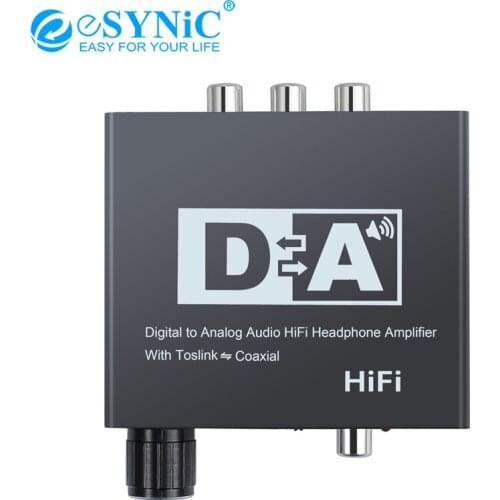 ESYNiC 192KHz DAC Converter With Volume Control Coaxial Toslink Coaxial Toslink to L/R For Amp Digital to Analog Aduio Adapter