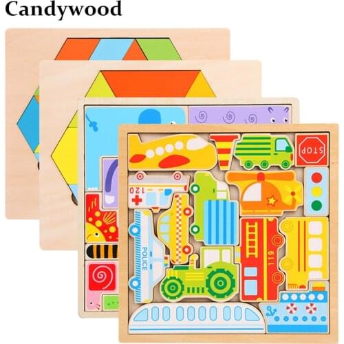 Children Toys Funny Cartoon Puzzles Traffic Animal Jigsaw Puzzle Kids Early Learning Educational Toys for Children Developing