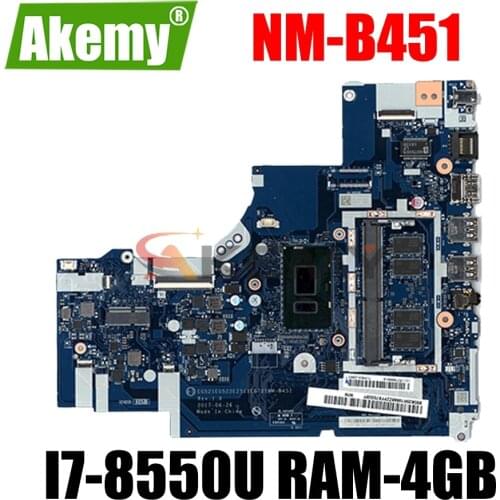 For Lenovo Ideapad 330-15IKB 330-17IKB Laptop Motherboard NM-B451 Main Board With SR3LC I7-8550U CPU RAM-4GB 100% Fully Tested