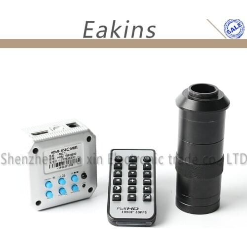 HD 16MP 1080P HDMI USB Inspection Digital Industry Video Microscope Camera TF Card Video Remote Control+100X C-Mount Lens