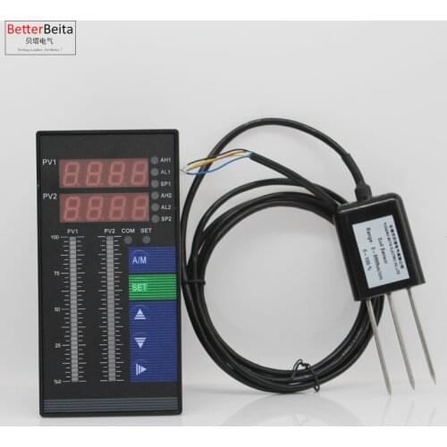 Garden farm earth soil Conductivity and water content meter with sensor with 4 alarm output detector measuring controller