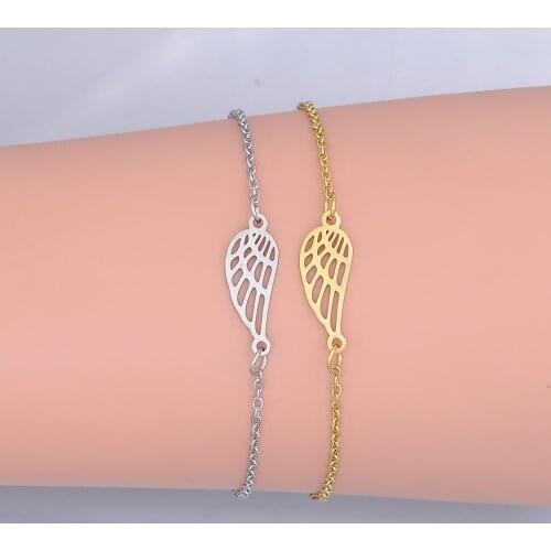 100% Stainless Steel Dainty Angel Wing Charm Bracelet For Women Wholesale OEM Jewelry Order Accepted Super Quality Factory Sale