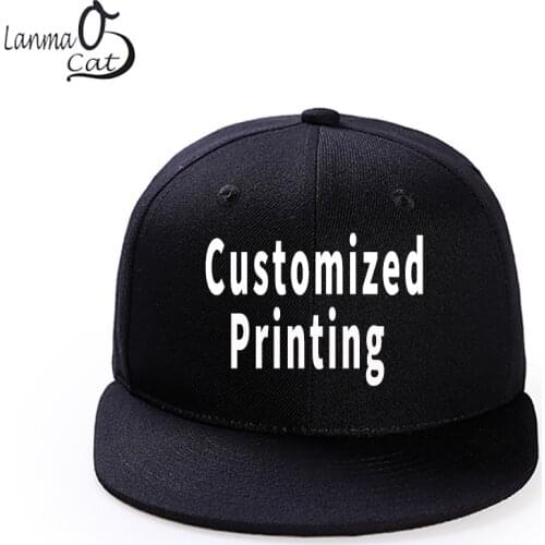 Lanmaocat Custom Print Hip Hop Cap Men or Women Snapback Hat High Quality Adjustable DIY Solid Colour Hats Free Shipping