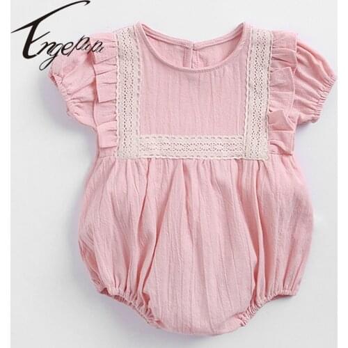 Engepapa Infant Baby Girls Cotton Bodysuits Summer Toddler Baby Girl Clothes Newborn Baby Girls Jumpsuit