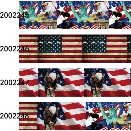 50 yards/lot) Wholesale 16mm 22mm 25mm 38mm US flag printed July 4th ribbon