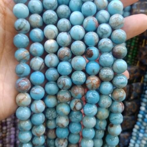 6/8/10mm Round Natural Larimar Stone Beads For Jewelry Making DIY Loose Sea grain stone Beads Fit Bracelet Necklace Strand 15