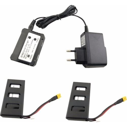 2PCS 7.4V 1300mah Lithium Battery with 2 in 1 Charging Euro Regulator for MJX B6 B6W B6F B6FD B8 Bugs 6 Bugs 8 Spares