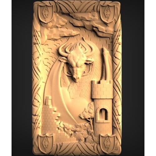 STL Model Panno for CNC Router 3D Printer Artcam Aspire Bas Relief_Bull Head