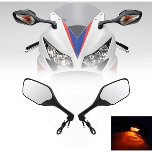 Motorcycle Rear View Side Mirrors Turn Signal Light Fit For Honda CBR1000RR 2008-2016