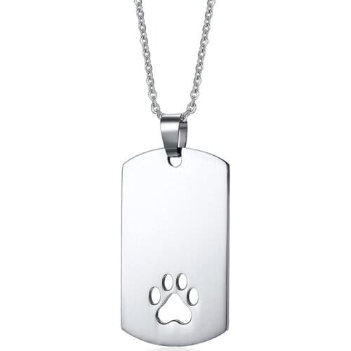 Stainless Steel Pet Dog Tags Necklace Can Be Engraved Personalized Name ID Memorial Pendants Jewelry Gift