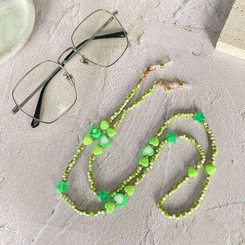 New Color Resin Beaded Mask Chain Pink Heart Butterfly Anti-Lost Eyeglass Strap Fashion Sunglasses Spectacles Holder Neck Cord