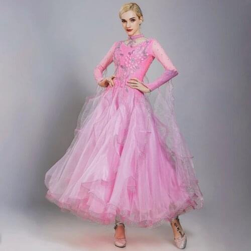 New ballroom dance competition dress for dancing clothes waltz dance dress rumba dance costumes dance wear pink ball gown