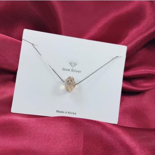 Charming Shiny 925 Sterling Silver Necklace Exquisite Jewelry Elegant Citrine Stylish Pendant Delicate Cross Chain Crystal