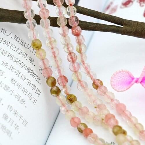 Charming 4mm Faceted pink multicolor watermelon tourmaline loose beads 15inches DIY fit women jewelry making gift wholesale