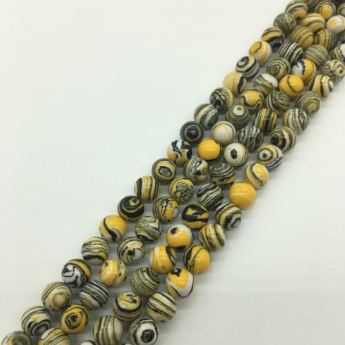Wholesale 1 Strand 4/6/8/10/12mm Natural Yellow Stripes Malachite Beads Round Loose Stone Beads DIY Fashion Jewelry Making
