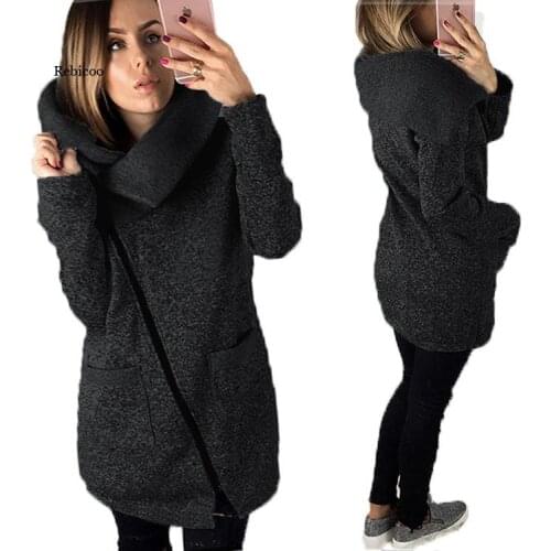 Autumn/winter Women Jacket Long-Sleeved Zipper Solid Outerwear with Wool Coat for Women Street Fashion Slim Coats Plus Size