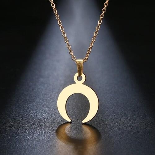 DOTIFI Stainless Steel Necklace Hot Sale Delicate kolye pendant Curved crescent moon necklace Gold Color women Necklace Jewelry