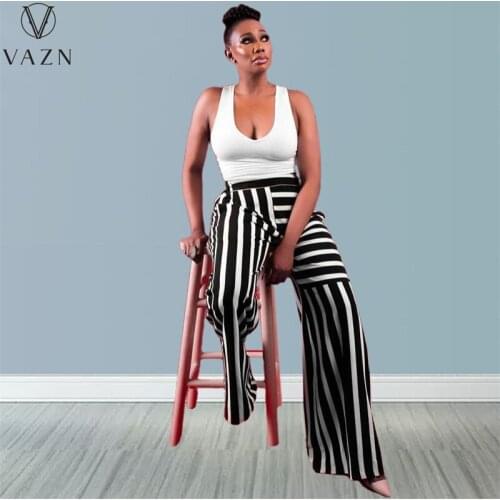 VAZN 2021 Hot Classic Plaid Office Lady Sexy Young Joker Free Fashion High Waist Women Long Wide Leg Pants