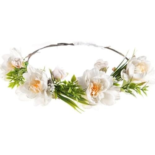 Girls Headband Boho Flower Crown with Ribbon Handmade Daisy Crown Wedding Bridal Headpiece Lovely Hair Accessories