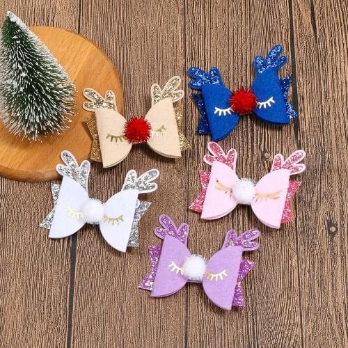 Christmas antler hairpins Bowknot childrens bow hairpins glittery Glitter decorative side clips Handmade Gifts pour enfants2021