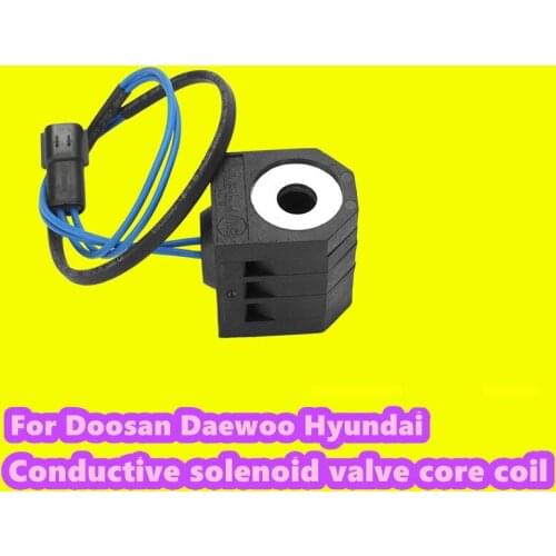 For excavator accessories Doosan Daewoo DH150/220/225/300-5-7-9 Hyundai first conductive solenoid valve core coil high quality