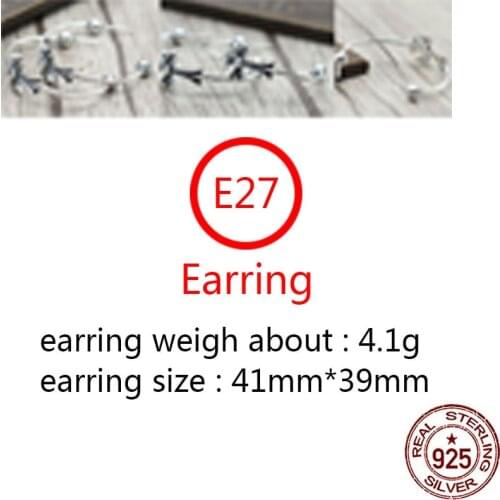 E27 S925 sterling silver earrings personality retro punk hip-hop style eternal cross flower letter shape jewelry birthday gift