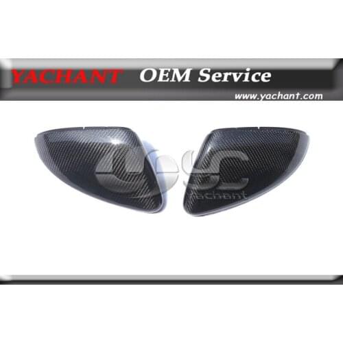 Carbon Fiber Side Mirror Cover Caps Frame Replacement Fit For 2013-2014 Golf MK7 & G*T*I