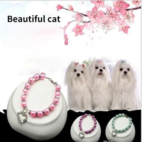 Pet products pearl necklace pet collar cat and Dog Jewelry personalised dog collar fashion cat collar