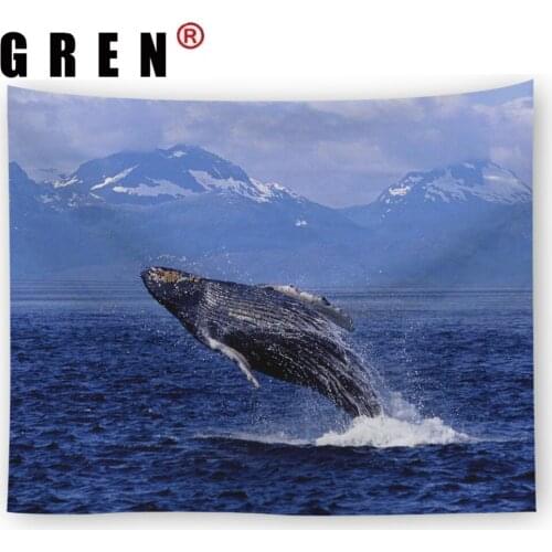 GREN Tapestry Ocean World Wall Hanging Towel Carpet Beach Background Cloth Blanket Yoga Mats Art Bedroom Dorm Home Decor