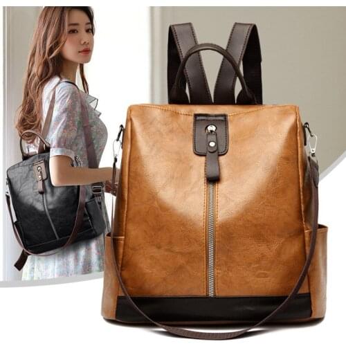 Retro backpack female 2021 new fashion casual student travel bag large capacity anti-theft backpack female