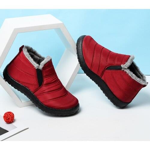 Unisex Snow Boots Winter Warm Plus Size Waterproof Striped Cotton Shoes Slip On Women Men Flats Ankle Boots