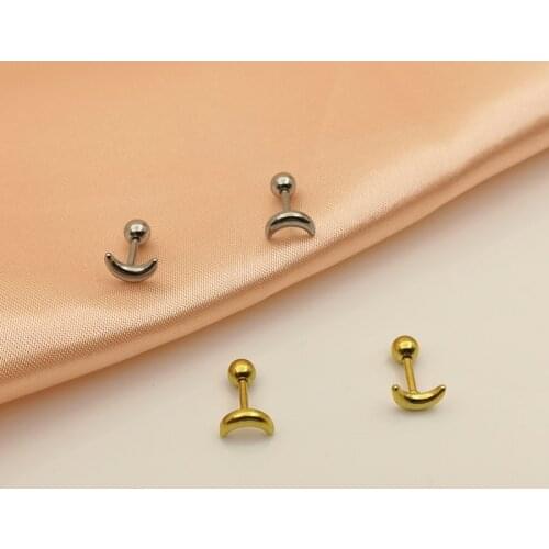 1PC Daith Piercing Gold & Silver Color Ear Studs Moon Earring Conch Tragus Stud Helix Cartilage Body Jewelry