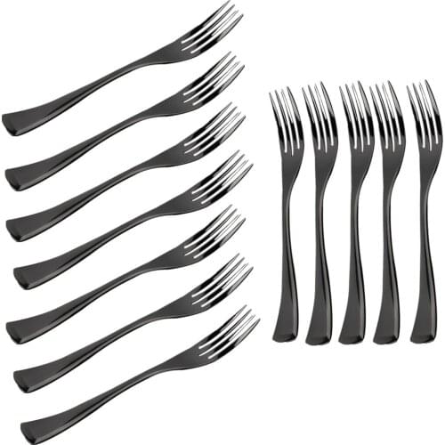 12 Pieces Matte Black Stainless Steel Cutlery Dining Table Dinner Steak Fork