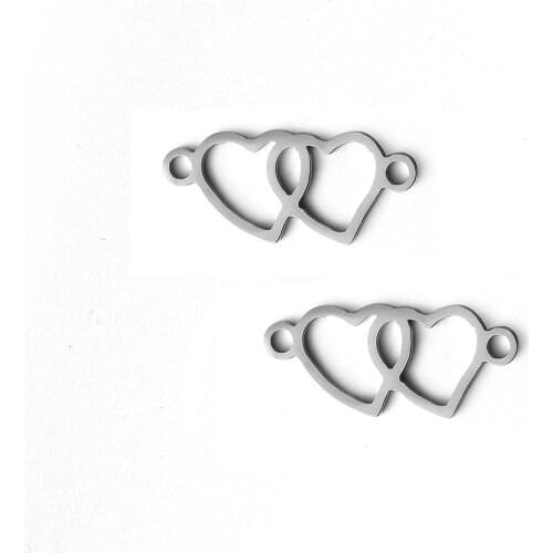 Assorted Hearts Stainless Steel Connectors Jewelry Component Diy Bracelet Findings Accessories 30 Pcs/lot