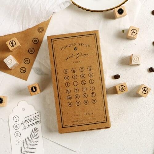 41pcs/Box Package Lowercase Letters Wooden Stamp For Stationery DIY Scrapbooking Rubber Card Making Album Decoroation Wood Stamp