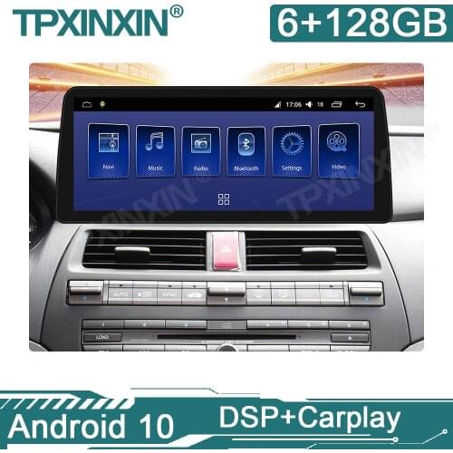 6GB+128GB QLED Screen Android 10 Octa Core DSP Car Radio Multimedia Video Player Navigation GPS For Honda Accord 8 2006-2012