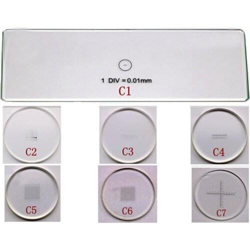 7pcs 0.1mm 0.2mm 0.05mm 0.01MM Microscope Micrometer Glass slide Eyepiece Lens Measuring Microscope Micrometer Calibration Scale