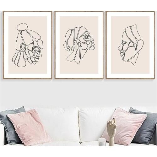 Abstract Woman Face Print Canvas Painting Line Drawing Wall Art Poster Minimalist Prints Nordic Wall Pictures Living Room Decor