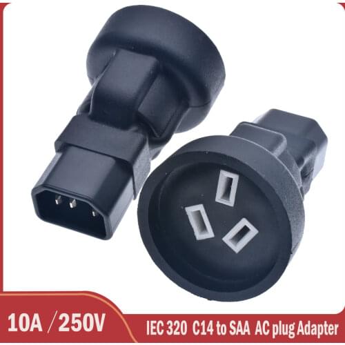 1PC IEC C14 to SAA Australia 3 pin female SAA Approval C14 to AU Plug Rated up to 10A 250V Travel Power Adapter