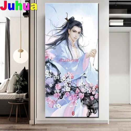 China Boy Diamond Painting Full Square,5D DIY Diamond Embroidery 100% Round Drill Plum blossom And Portrait Gift