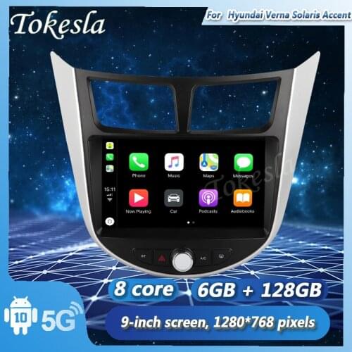 Tokesla Android10.0 car radio audio DVD intelligent touch Central Multimedia receiver screen system for Hyundai Verna 2010-2016