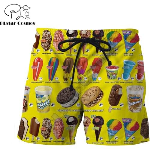 PLstar Cosmos Brand clothing 2019 summer Harajuku Men Casual Shorts Food Ice cream / macaron 3D Print Unisex Cool Shorts