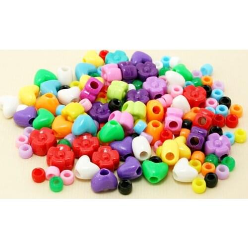 Loose random Mix color heart stars barrel choose Acrylic Spacer plastic Beads For DIY fashion Loom Band Bracelet charms jewelry